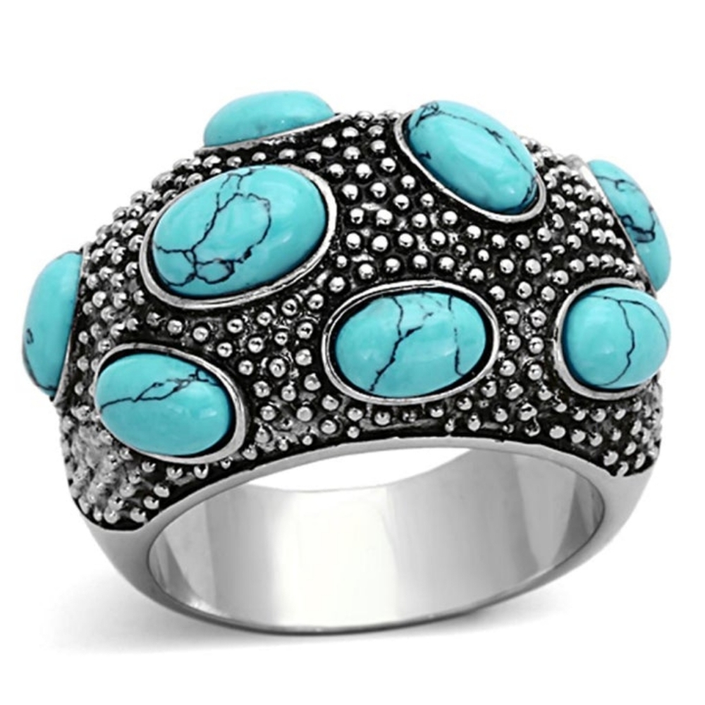 Turquoise And Silver Statement Ring - image 7